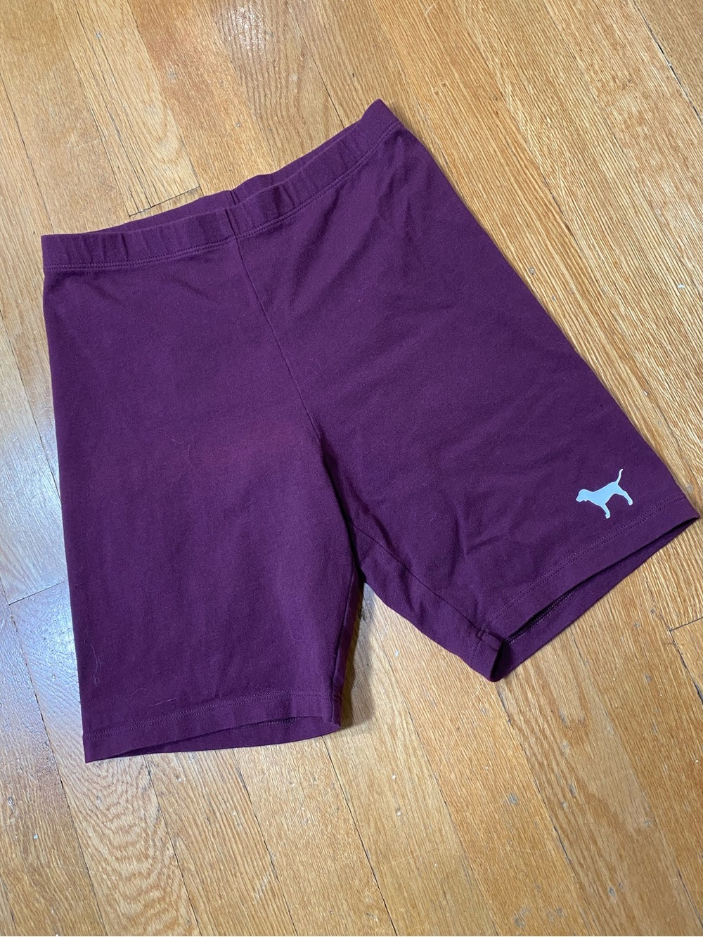 PINK Victoria's Secret Yoga Purple Plum Bike Shorts with White Dog Logo XS